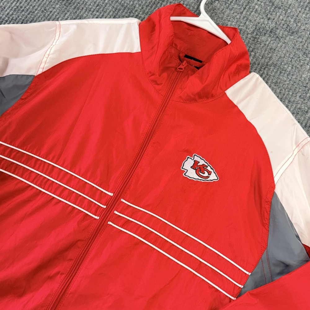 Kansas City Chiefs Jacket Mens Large Red NFL Football Reebok Zip Windbreaker